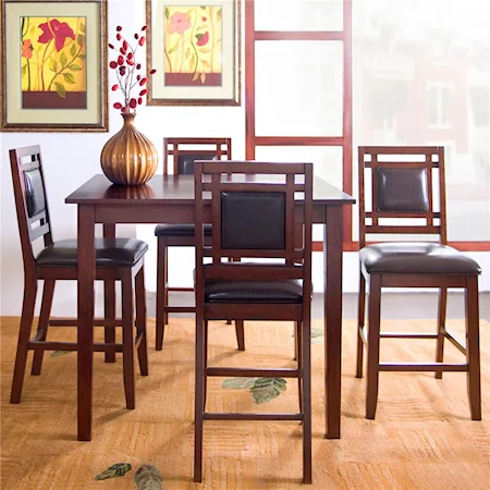 Casual Counter Height Dining Table with 4 Bar Stools